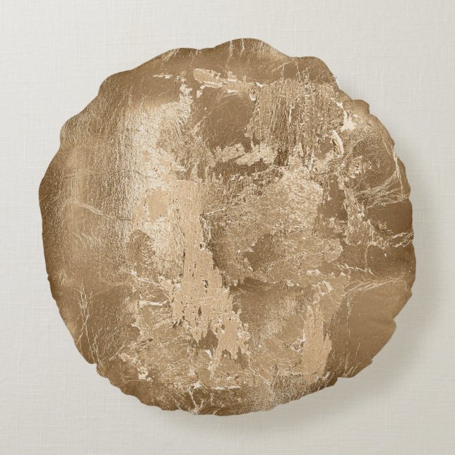 Chic Bronze Gold Glitter    Round Cushion (Back)