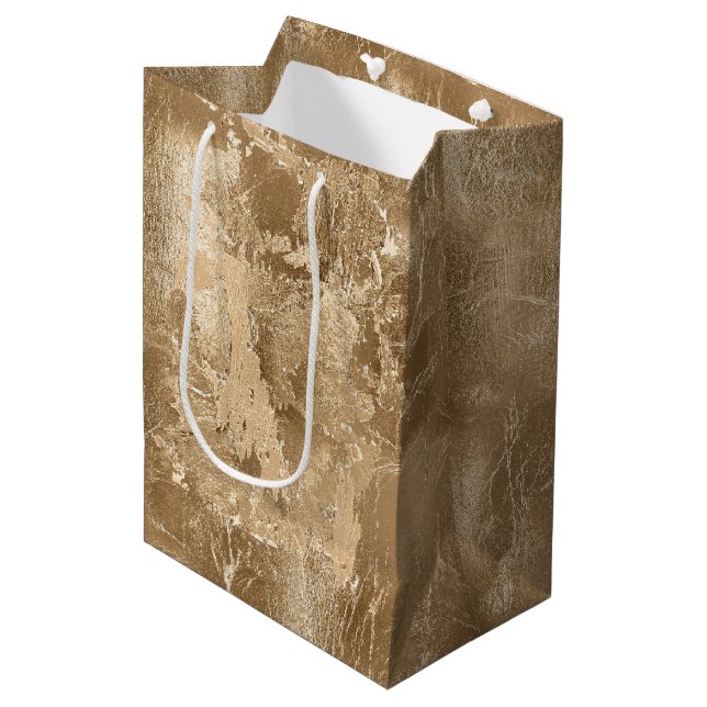Chic Bronze Gold      Medium Gift Bag (Front Angled)