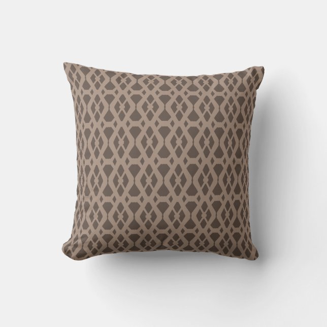 Chic Brown and Beige Diamond Pattern Cushion (Front)