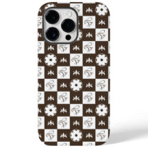 Chic Brown and White Chequered Pattern