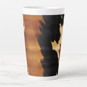 Chic Brown Black Cream Western Cowhide  Latte Mug