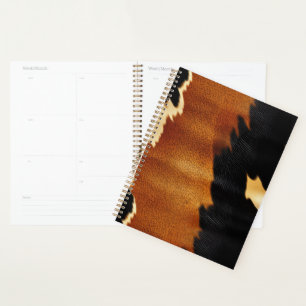 Chic Brown Black Cream Western Cowhide Planner