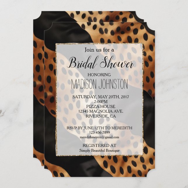 Chic Brown Black Western Cowhide Invitation (Front/Back)