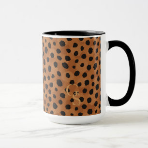Chic brown cheetah print monogram mug