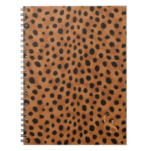 Chic brown cheetah print monogram spiral notebook