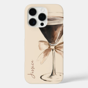 Chic Brown Girly Script Watercolor Espresso Coffee iPhone 16 Pro Case
