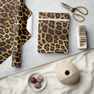 Chic Brown Gold Leopard Wrapping Paper