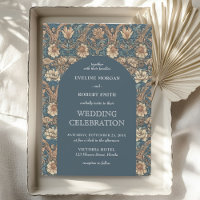 Chic brown hues dusty blue ivory floral Nouveau