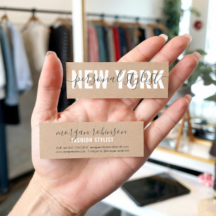 Chic brown kraft personal stylist script signature mini business card
