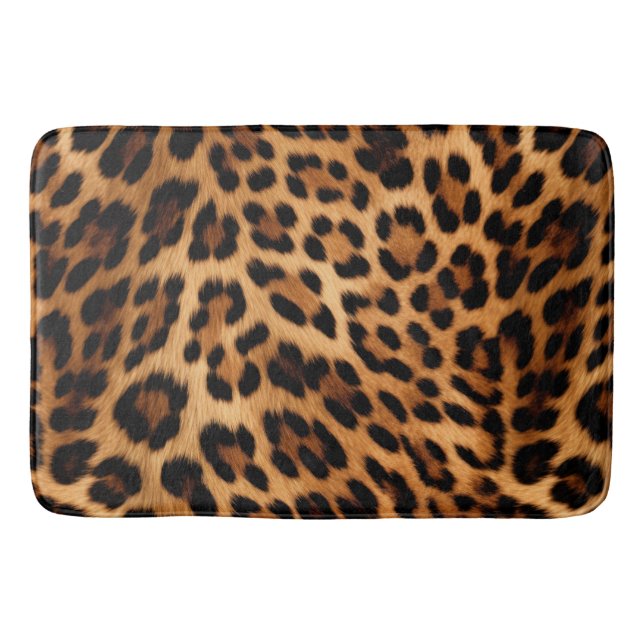 Chic Brown Leopard Print  Bath Mat (Front)
