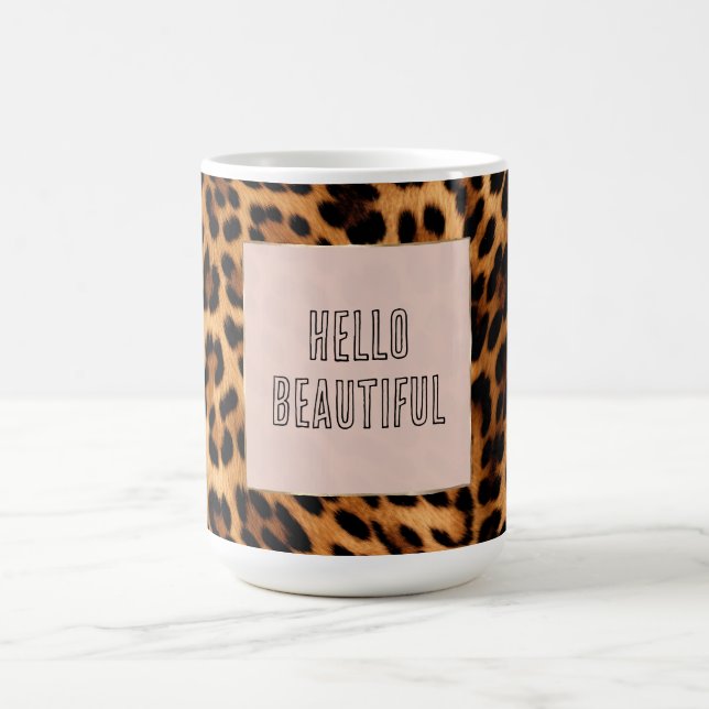 Chic Brown Leopard Print  Coffee Mug (Center)