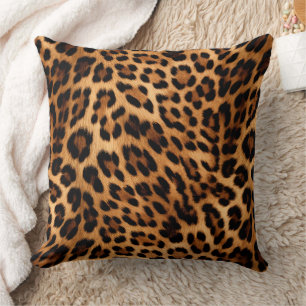 Chic Brown Leopard Print Cushion