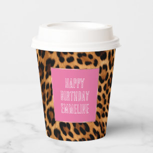 Chic Brown Leopard Print Paper Cups