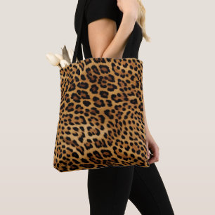 Chic Brown Leopard Print Tote Bag
