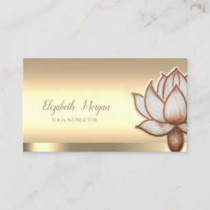 Chic Brown Lotus Flower Yoga Instructor Business Card