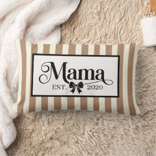 Chic Brown Striped Custom Mama Keepsake Lumbar Cushion