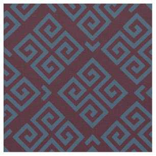 Chic brown teal greek key geometric patterns fabric