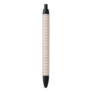 Chic Brown White Stripes Black Ink Pen