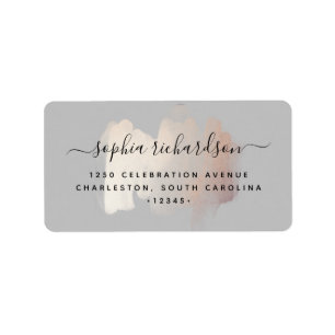 Chic Brush Stroke Faux Rose Gold on Soft Grey Label