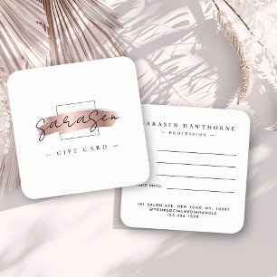 Chic Brush Stroke Rose Gold Gift Certificate Card