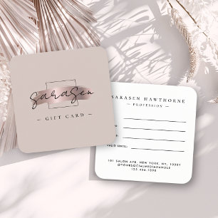Chic Brush Stroke Rose Gold Gift Certificate Card
