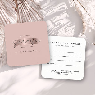 Chic Brush Stroke Rose Gold Gift Certificate Card