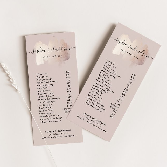 Chic Brush Stroke | Salon Price List Services Rack Card (Creator Uploaded)