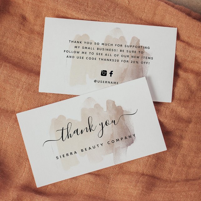 Chic Brush Stroke | Small Business Thank You Business Card (Creator Uploaded)
