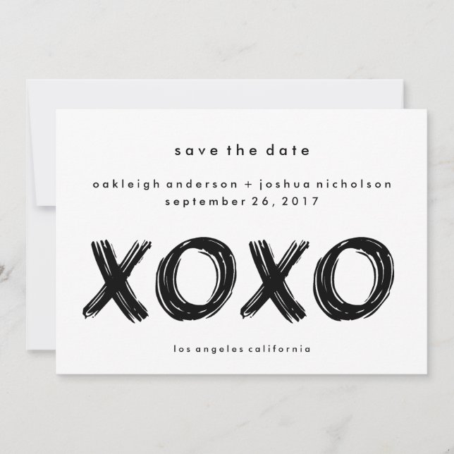 Chic Brush Stroke | XOXO Simple Save the Date (Front)