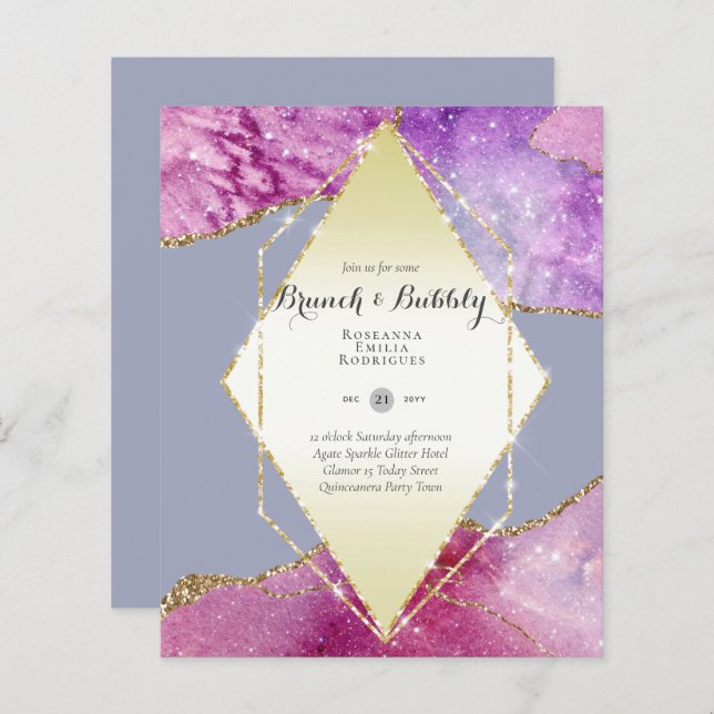 CHIC BUDGET BRUNCH and BUBBLY AGATE GLITTER Inv (Front/Back)
