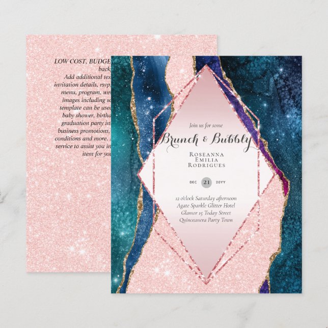CHIC BUDGET BRUNCH and BUBBLY AGATE GLITTER Inv (Front/Back)