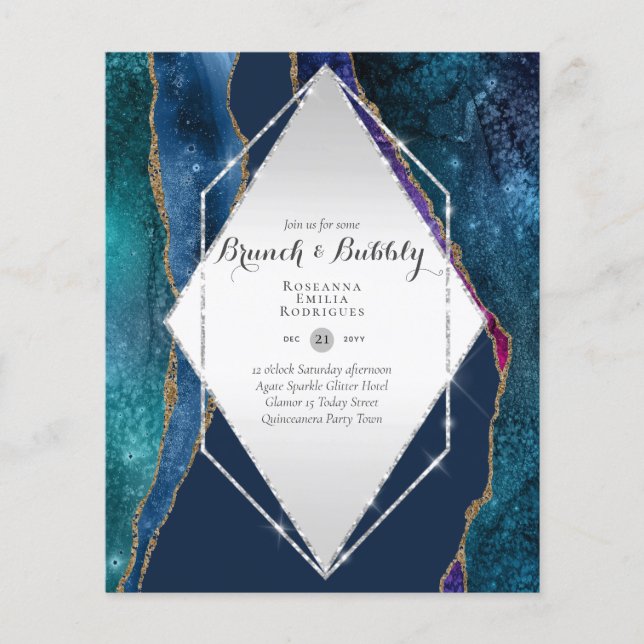 CHIC BUDGET BRUNCH and BUBBLY AGATE GLITTER Inv Flyer (Front)