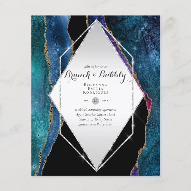 CHIC BUDGET BRUNCH and BUBBLY AGATE GLITTER Inv Flyer (Front)