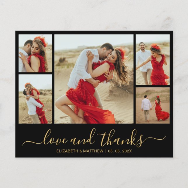 Chic Budget Photo Collage Wedding Thank You Flyer (Front)