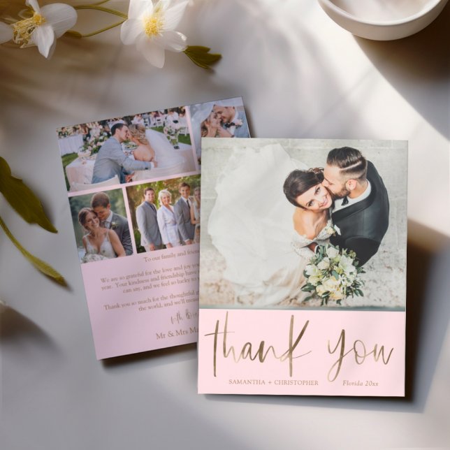 Chic Budget Pink Wedding Thank You (Creator Uploaded)