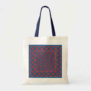 Chic Budget Tote Bag: Red Roses on Navy Blue Bag