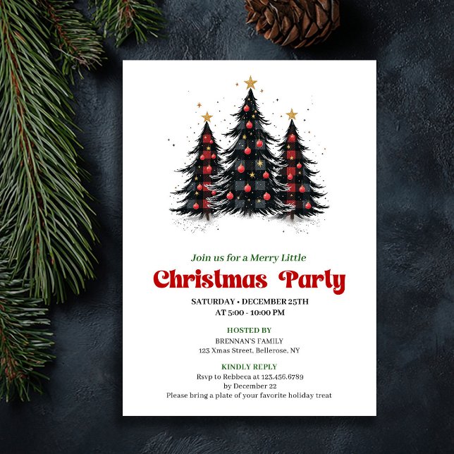 Chic Buffalo Check Festive Party Digital Invite (Chic Buffalo Check Festive Party Digital Invite)
