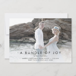 Chic Bundle of Joy Pregnancy Photo Holiday Card