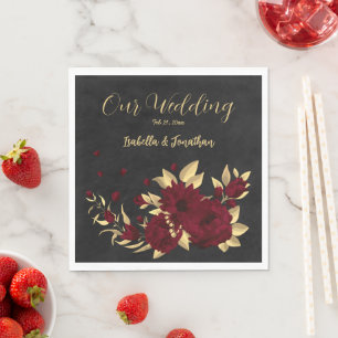 Chic burgundy and gold black  napkin