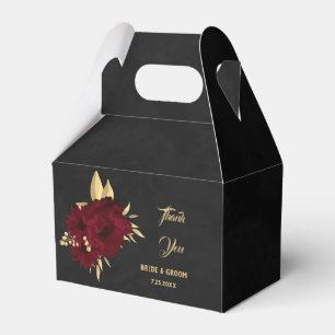 Chic burgundy and gold black wedding favour box