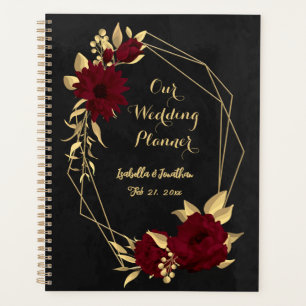 Chic burgundy and gold black wedding planner