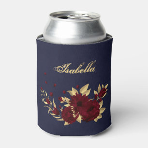 Chic burgundy and gold navy wedding can cooler