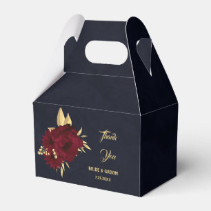 Chic burgundy and gold navy wedding favour box