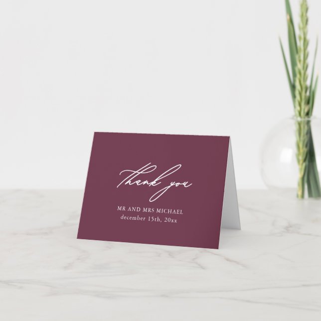 Chic Burgundy and Thank You Script Wedding (Front)