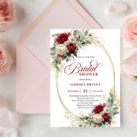 Chic Burgundy and White Roses Gold Bridal Shower
