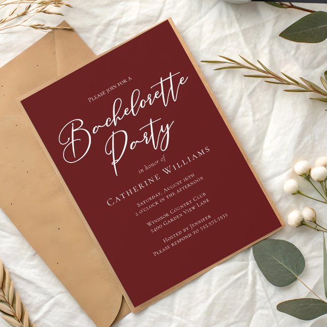 Chic Burgundy Bachelorette Party Invitation (Creator Uploaded)