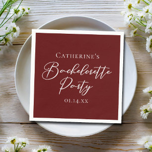 Chic Burgundy Bachelorette Party Personalized Napkin
