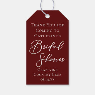 Chic Burgundy Bridal Shower Personalised Gift Tags