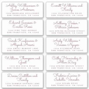 Chic Burgundy Calligraphy Guest Address Labels