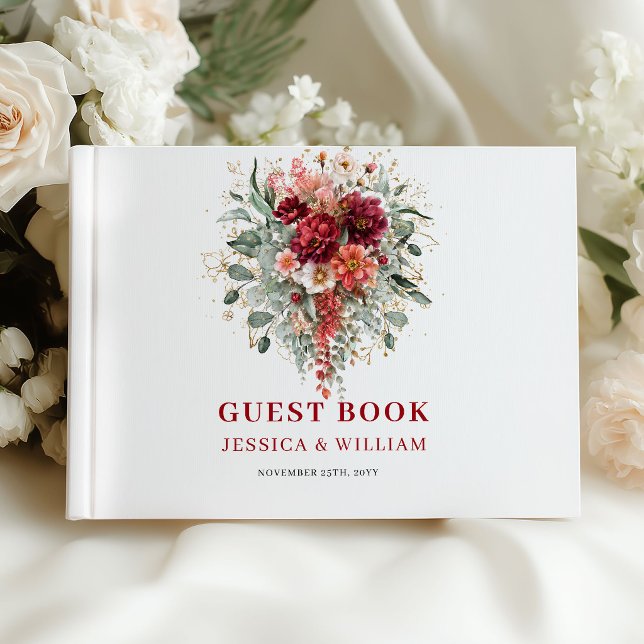 Chic Burgundy Eucalyptus Wedding Guest Book Design (Chic Burgundy Eucalyptus Wedding Guest Book Design

)